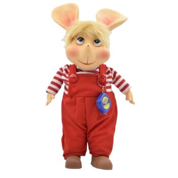 Peluche con Ropa de Overol Rojo