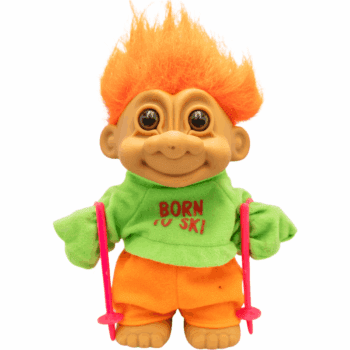 Muñeco Troll Gigante en Ropa de Ski "Born To Ski"