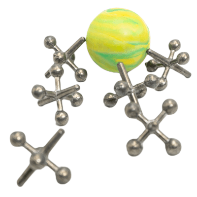 Juego de Yases Metálicos 6 Unidades + Pelota de Goma (En Caja Lista para Regalar)