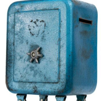 Alcancía Decorativa Azul Caja Fuerte Metálica