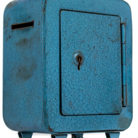 Alcancía Decorativa Azul Caja Fuerte Metálica - Imagen 3