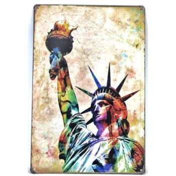 Cartelito metálico Estatua multicolor