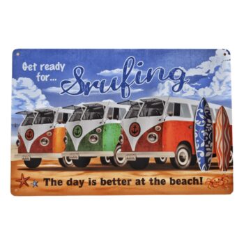 Cartelito metálico '' Get ready for... Surfing''
