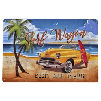 Cartelito metálico Surf Wagon