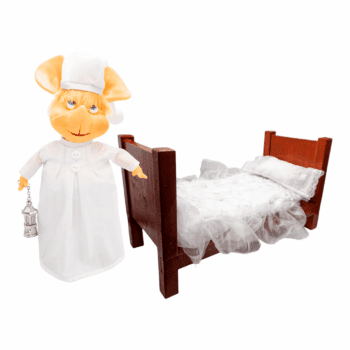 Pack Peluche de ''Pijama Blanca'' Buenas Noches + Cama de Madera