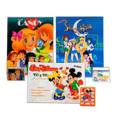 Pack de Álbum Candy Tapa Blanda + Álbum Disney Tapa Blanda + Álbum Sailor Moon Tapa Blanda + Todas las figuras a pegar