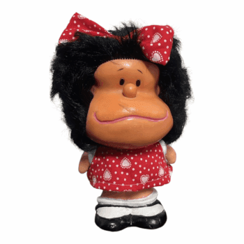 Mafalda Vestido Rojo con Bolitas Blancas y Corazones