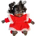 Muñeca Vintage de Jebe con Vestido Rojo a Lunares - Imagen 2