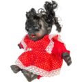 Muñeca Vintage de Jebe con Vestido Rojo a Lunares - Imagen 3