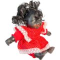 Muñeca Vintage de Jebe con Vestido Rojo a Lunares - Imagen 4