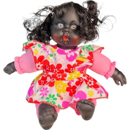 Muñeca Vintage de Jebe con Vestido de Flores