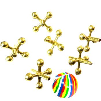 Juego de Yases Metálicos Dorados 6 Unidades + Pelota de Goma (En Caja Lista para Regalar)