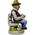 Figura Vintage de Cerámica Anciano con Acordeón Pintada a Mano – Hecho en Taiwán Años 50 - Imagen 3