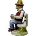Figura Vintage de Cerámica Anciano con Acordeón Pintada a Mano – Hecho en Taiwán Años 50 - Imagen 5