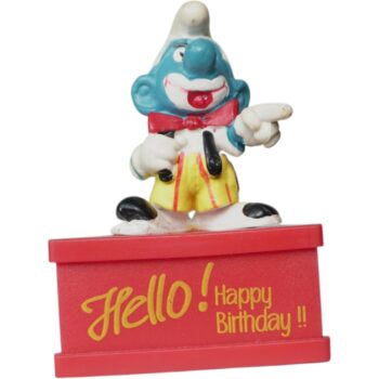 Figura Pitufo Payaso “Hello! Happy Birthday!!” – Schleich Vintage 1980s | Colección Peyo