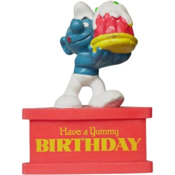 Figura Pitufo “Have a Yummy Birthday” Smurf-A-Gram – Schleich Vintage 1980s | Colección Peyo