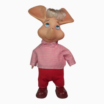 Muñeco Vintage Topo Gigio en Suéter a Rayas Rojas y Blancas (Rayito de Sol / María Perego) – Década de 1980
