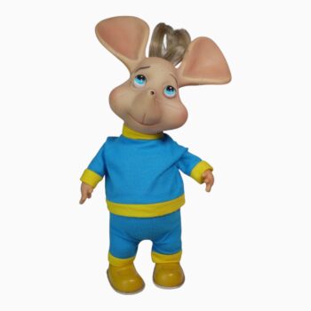 Muñeco Vintage Topo Gigio en Conjunto Deportivo Azul y Amarillo (Rayito de Sol / BASA / María Perego) – Década de 1980